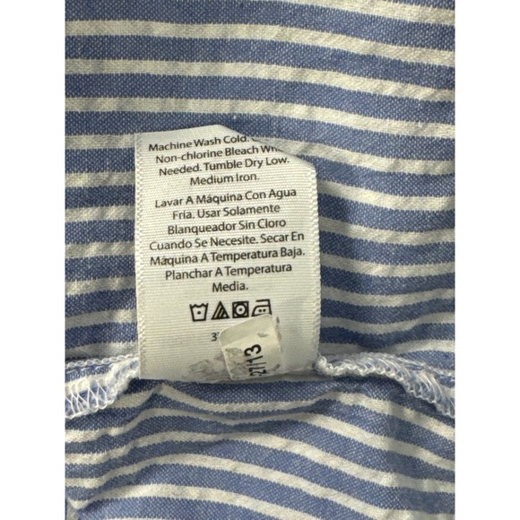 Terra & Sky Blue &‎ White Striped Square Neck Blouse 1X Pre-owned - Picture 5 of 9